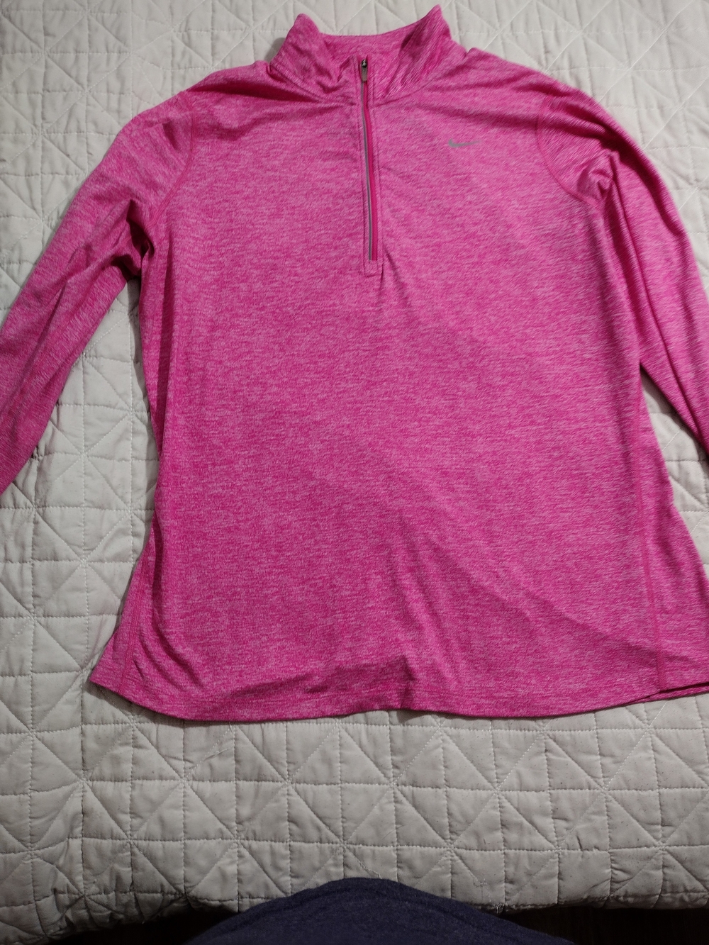 Nike Pink Heather Quarter-Zip Long Sleeve Top